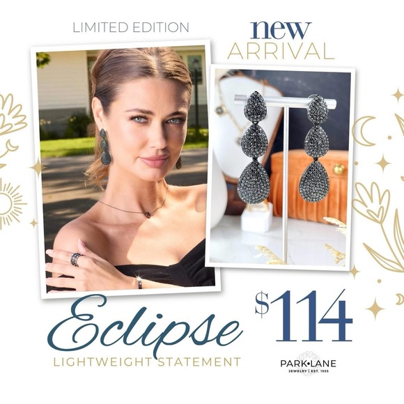 Park Lane ECLIPSE Hematite Black Drop Earrings - Picture 5 of 5